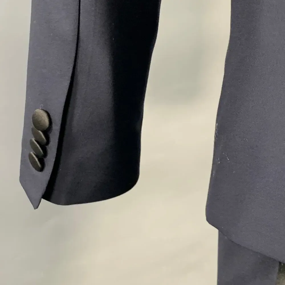 INDOCHINO Size 38 Navy Black Contrast Trim Wool Cashmere Tuxedo